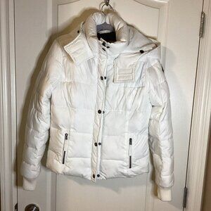 Abercrombie & Fitch Women's White Puffer Hooded Jacket Size S Lightweight